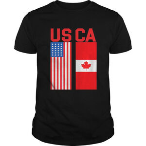 Proud Usa Canada Flags Patriotic Trendy Gift Shirt